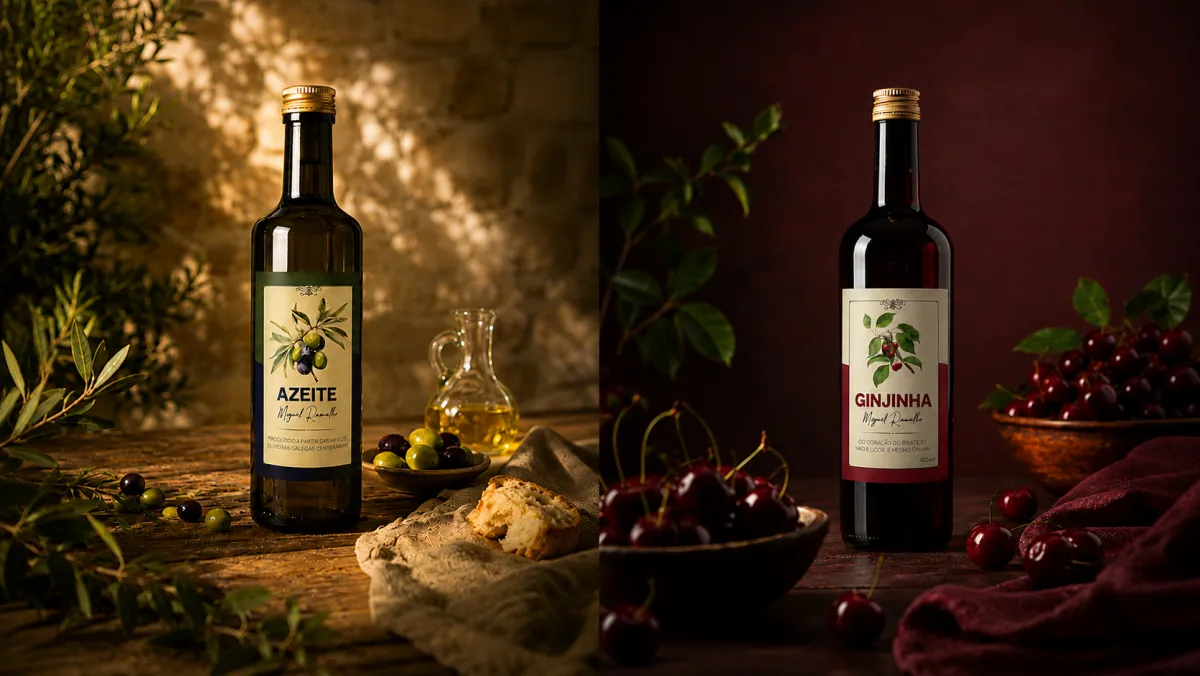 Product packaging design with elegant bottles and labels