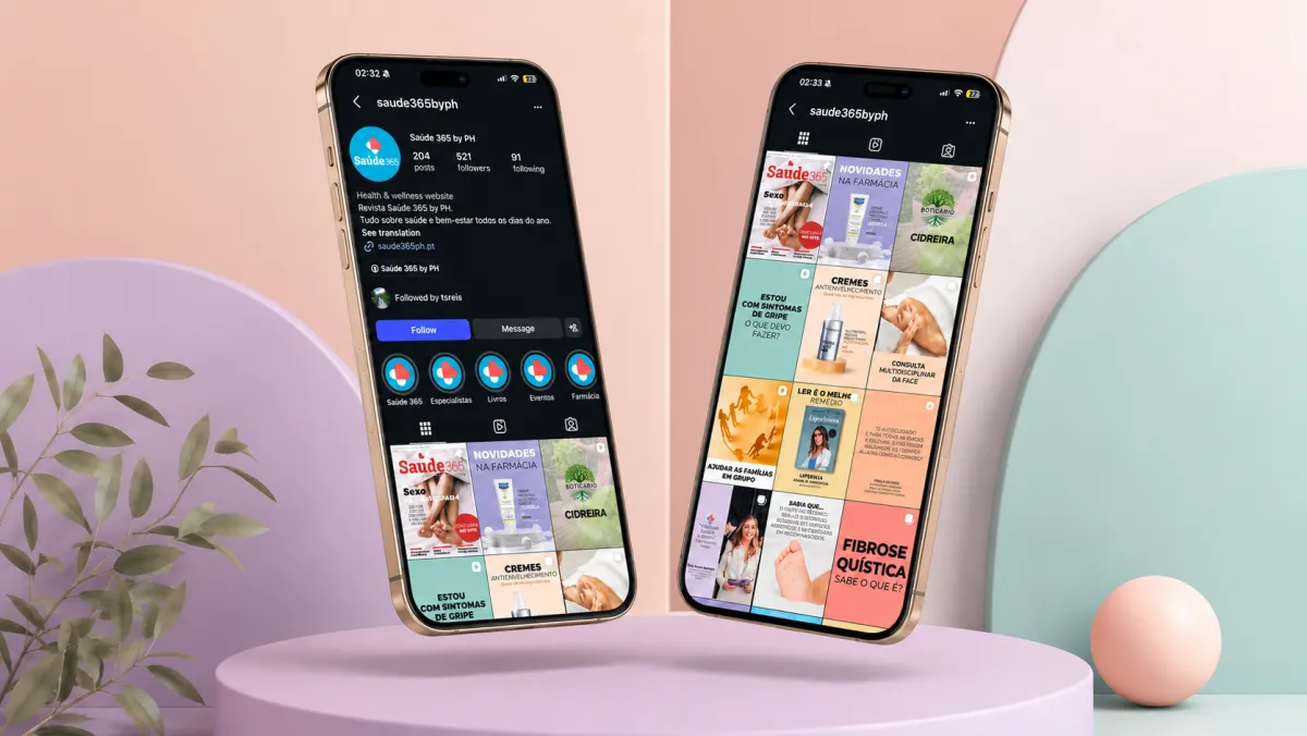Social media post layouts representing digital branding content